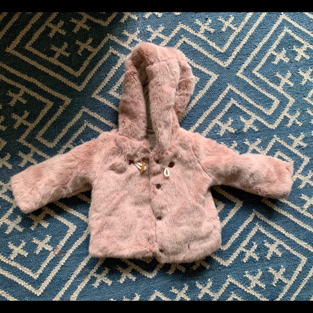 Zara faux fur jacket, EUC, 18-24 months